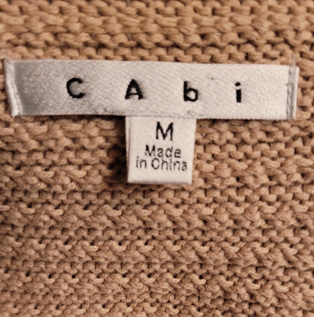 CAbi Beige Embellished Knit Sweater, Size Med